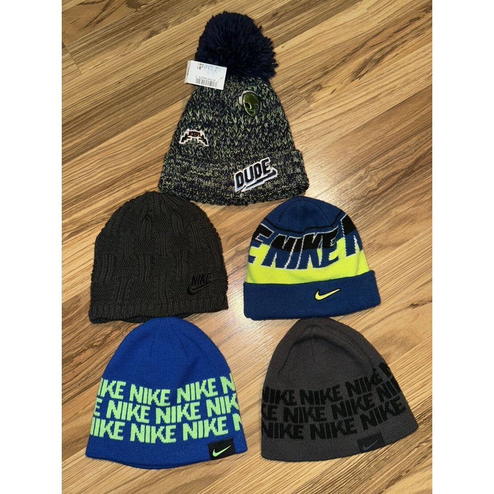 Nike Y2K Little Boys 4-7 Winter Beanie Hats Lot Of 5